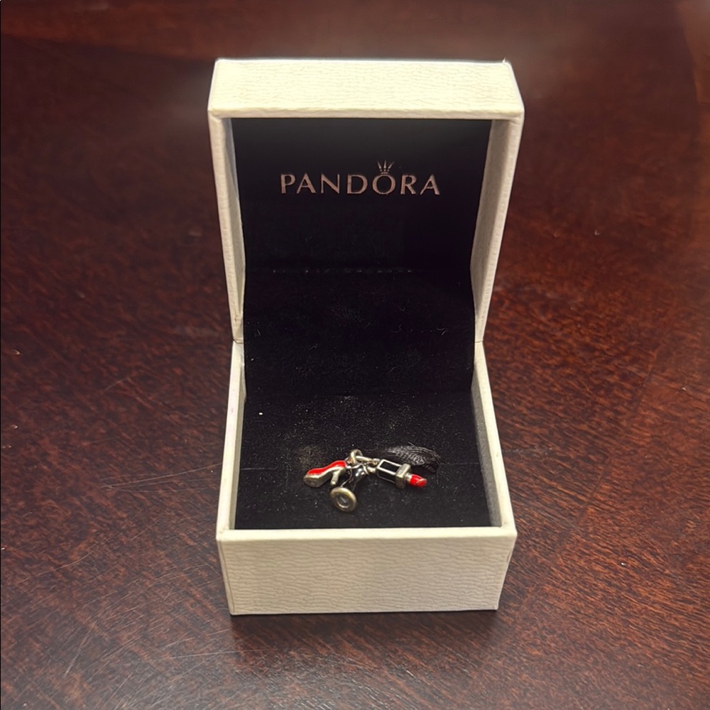 Pandora Silver and Red Charm- Red shoe, black dress, and red lipstick